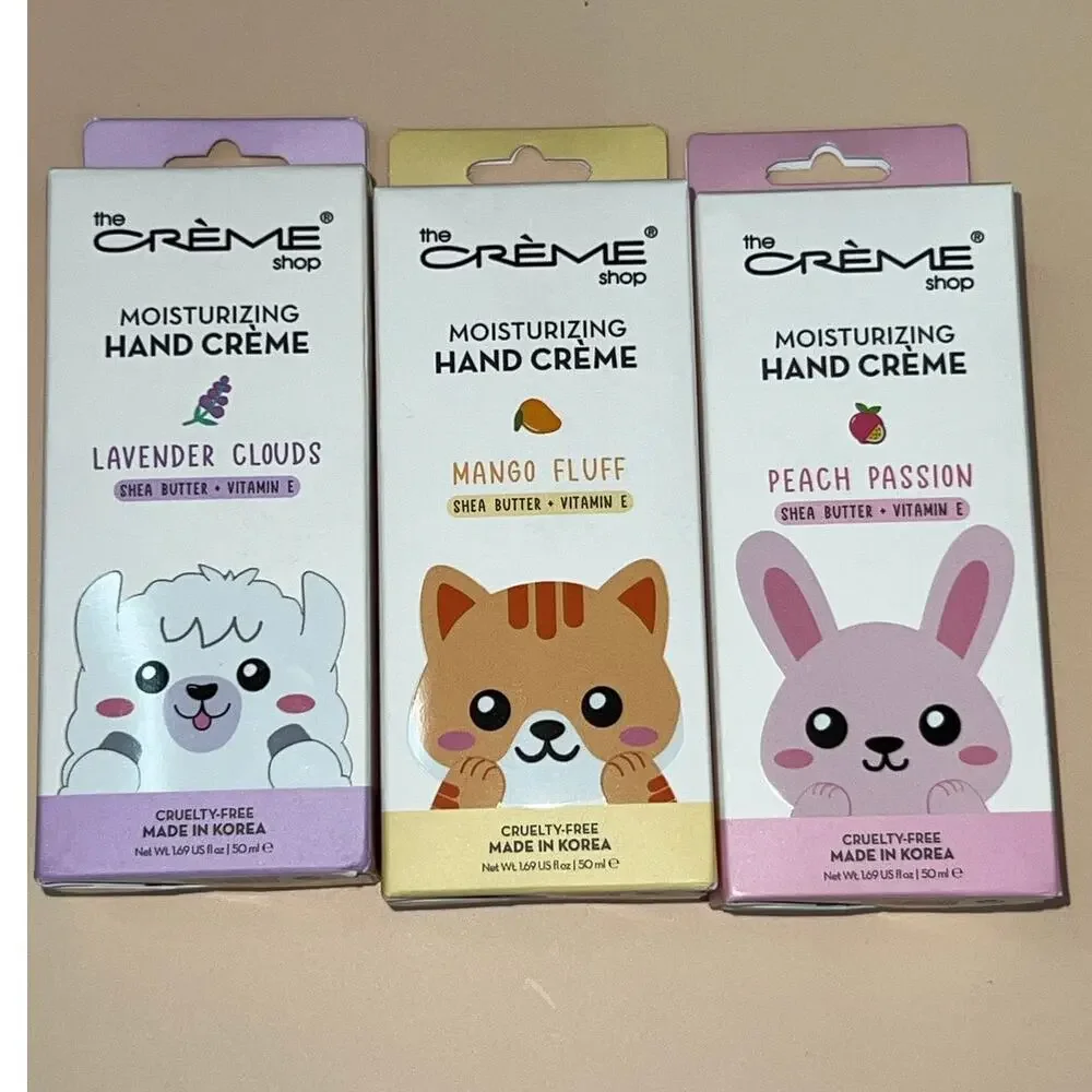 The Creme Shop Hand Cream Trio Mango Peach Lavender K Beauty Gift Set NWT